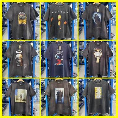 高品质Saint Michael复古水洗做旧T恤25新款短袖小众设计感做旧潮