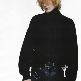 ERD24fw忧郁的富二代 秀款非对称纹理麻花纹高领针织毛衣老钱风