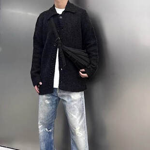 Our Legacy马海羊毛混纺针织衫纽扣翻领外套慵懒毛衣长袖开衫潮