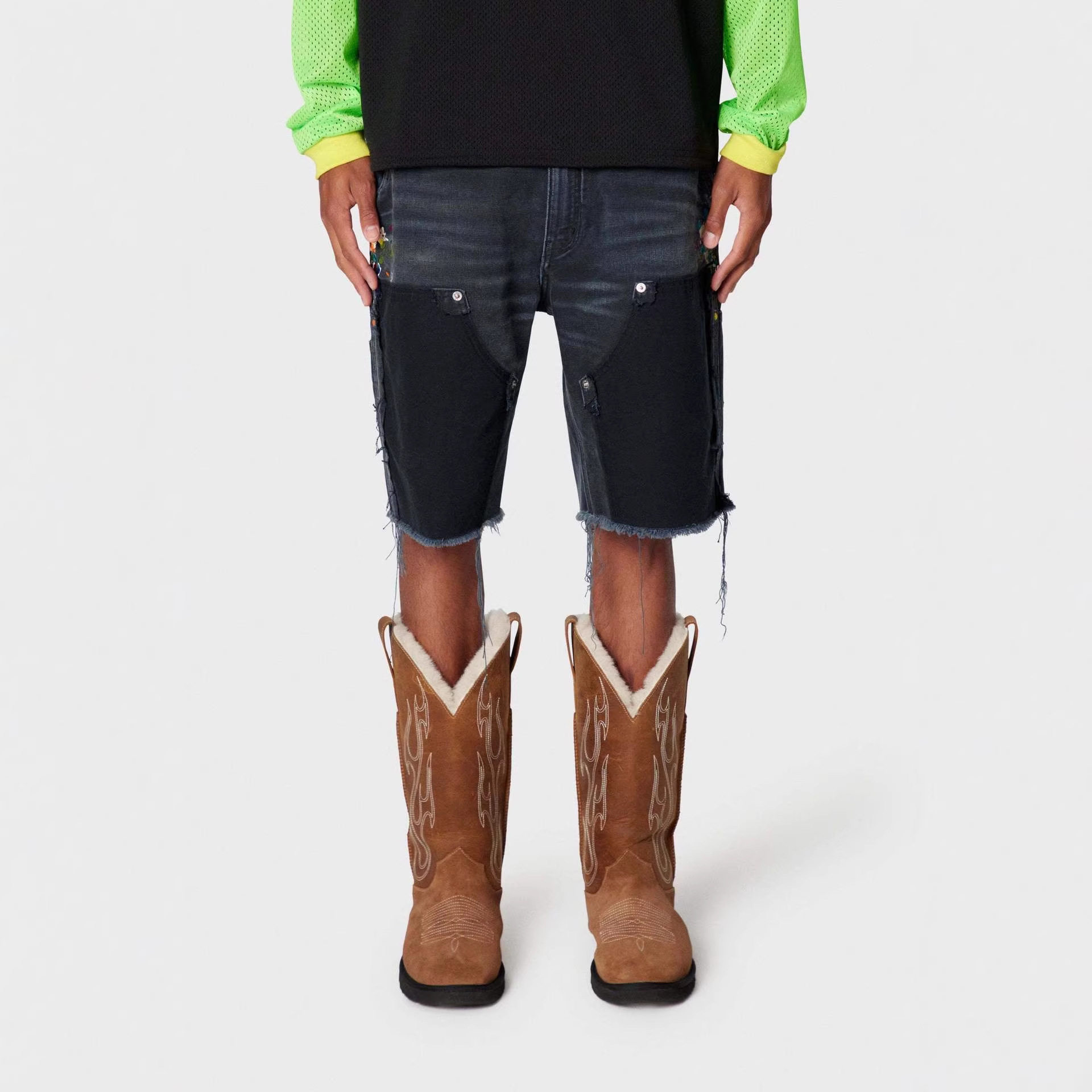 Gallery Dept 新款美潮泼墨泼漆=拼接工装裤水洗牛仔裤短裤五分裤,男装,牛仔裤,淘宝优惠券,粉丝福利购,淘宝优惠卷