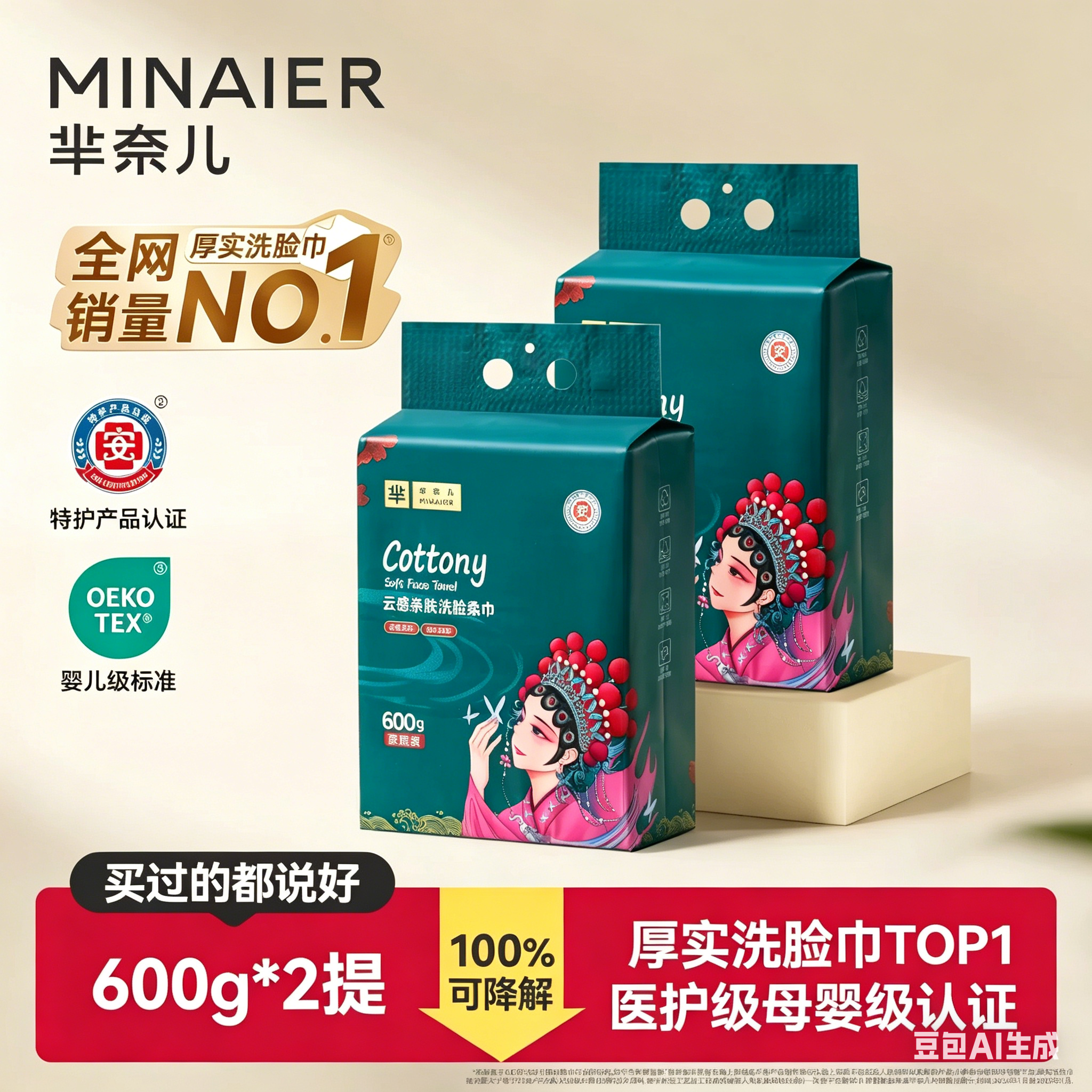 芈奈儿90g加厚一次性洗脸巾壁挂