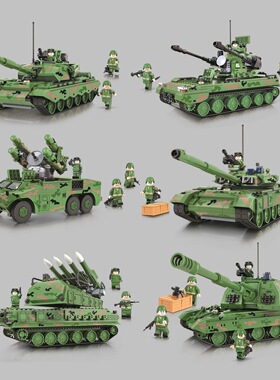 卫乐8008.9..8101.2.3军事坦克喀秋莎自行火炮模型拼装积木玩具