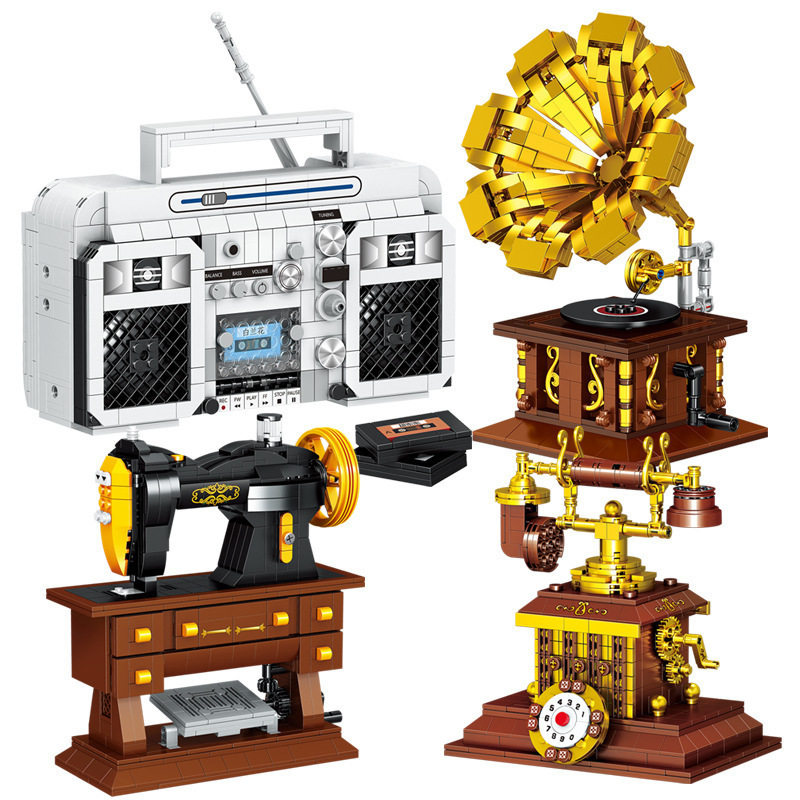 哲高迷你复古风怀旧缝纫机创意模型儿童拼装积木玩具收藏小摆设,玩具/童车/益智/积木/模型,普通塑料积木,淘宝优惠券,粉丝福利购,淘宝优惠卷