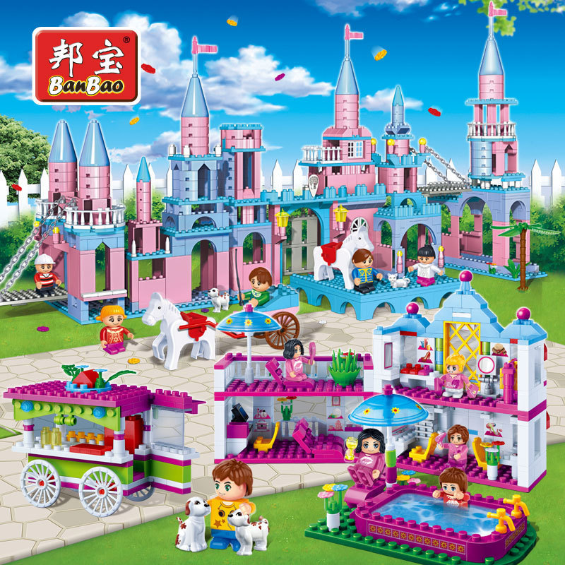 【小颗粒】邦宝益智拼插积木儿童玩具女孩梦幻公主城堡礼物8363