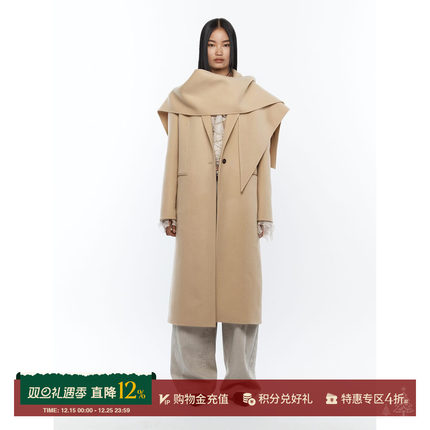 YCH 设计师品牌 25秋冬新款 手工可拆卸披风羊毛大衣SOLSOL买手店