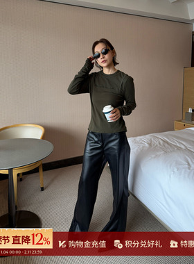 MOMENTPLAY 设计师26春夏新品字母标语假两件长袖T恤SOLSOL买手店