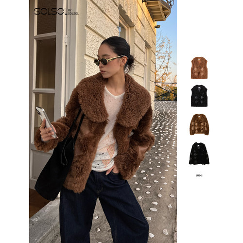 IMMI 25秋冬新款 皮毛一体阿盖尔菱形马甲/廓形外套SOLSOL买手店