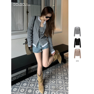 假两件撞色羊绒针织开衫 25秋冬新品 SOLSOL买手店 设计师 ODTD