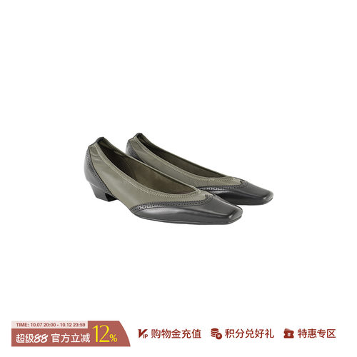 YOEYYOU平底方头皮革单鞋