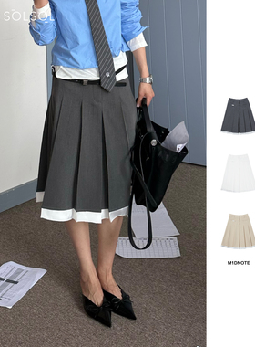 M1DNOTE 设计师品牌 25春夏新品徽标装饰A字百褶半裙SOLSOL买手店