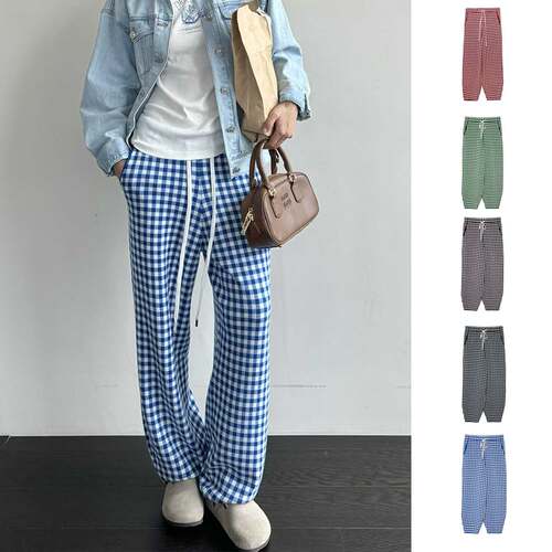 SOLSOL买手店 IMMI设计师品牌 24秋冬新品 格纹条纹超细羊毛长裤