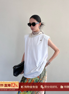 MOMENTPLAY 设计师 25秋冬新品 拼接廓形衬衫无袖上衣 SOLSOL