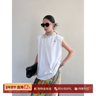 MOMENTPLAY 设计师 25秋冬新品 拼接廓形衬衫无袖上衣 SOLSOL