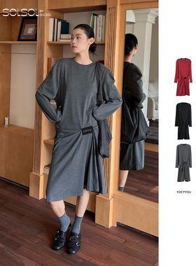 YOEYYOU 设计师品牌25秋冬新品下摆不规则造型连衣裙SOLSOL买手店