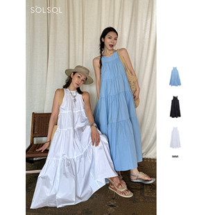 宋轶同款 衬衫 IMMI 25春夏新品 SOLSOL 布无袖 多层抽褶连衣裙