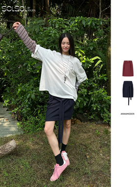 ANNAMOOER 设计师品牌25秋冬新品松紧腰系带半裙短裙SOLSOL买手店
