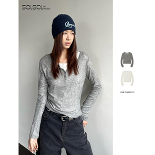 设计师品牌 CLASSIC SOLSOL 亨利领长袖 T恤 26早春新品 LOW