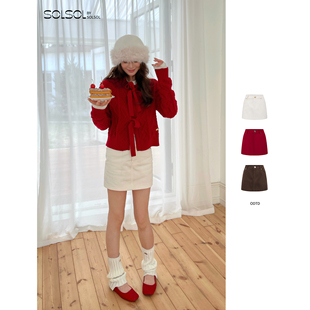 立体灯芯绒微弹直筒短裙 25秋冬新款 SOLSOL 设计师品牌 ODTD