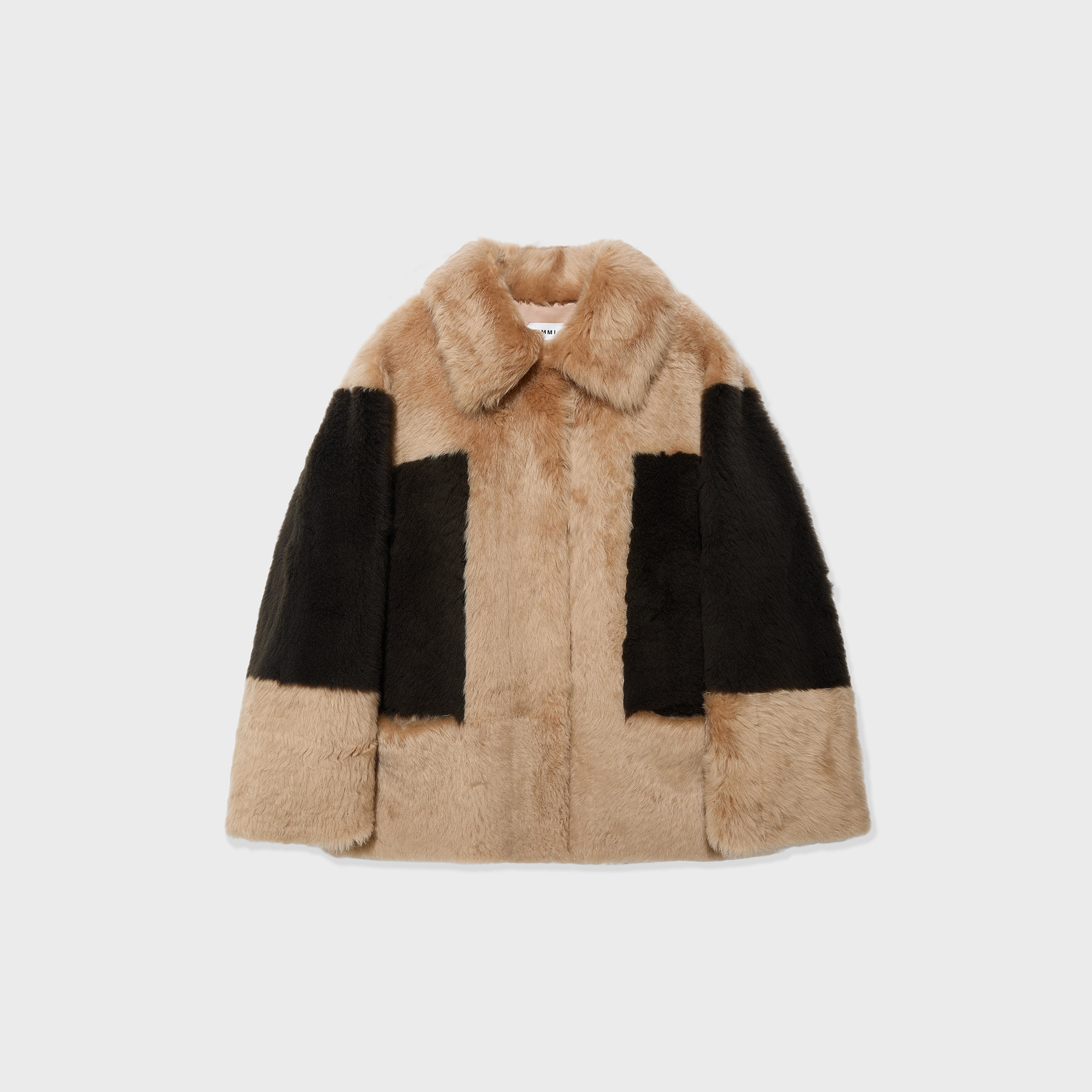 IMMI拉贡羊绒拼色毛绒短夹克