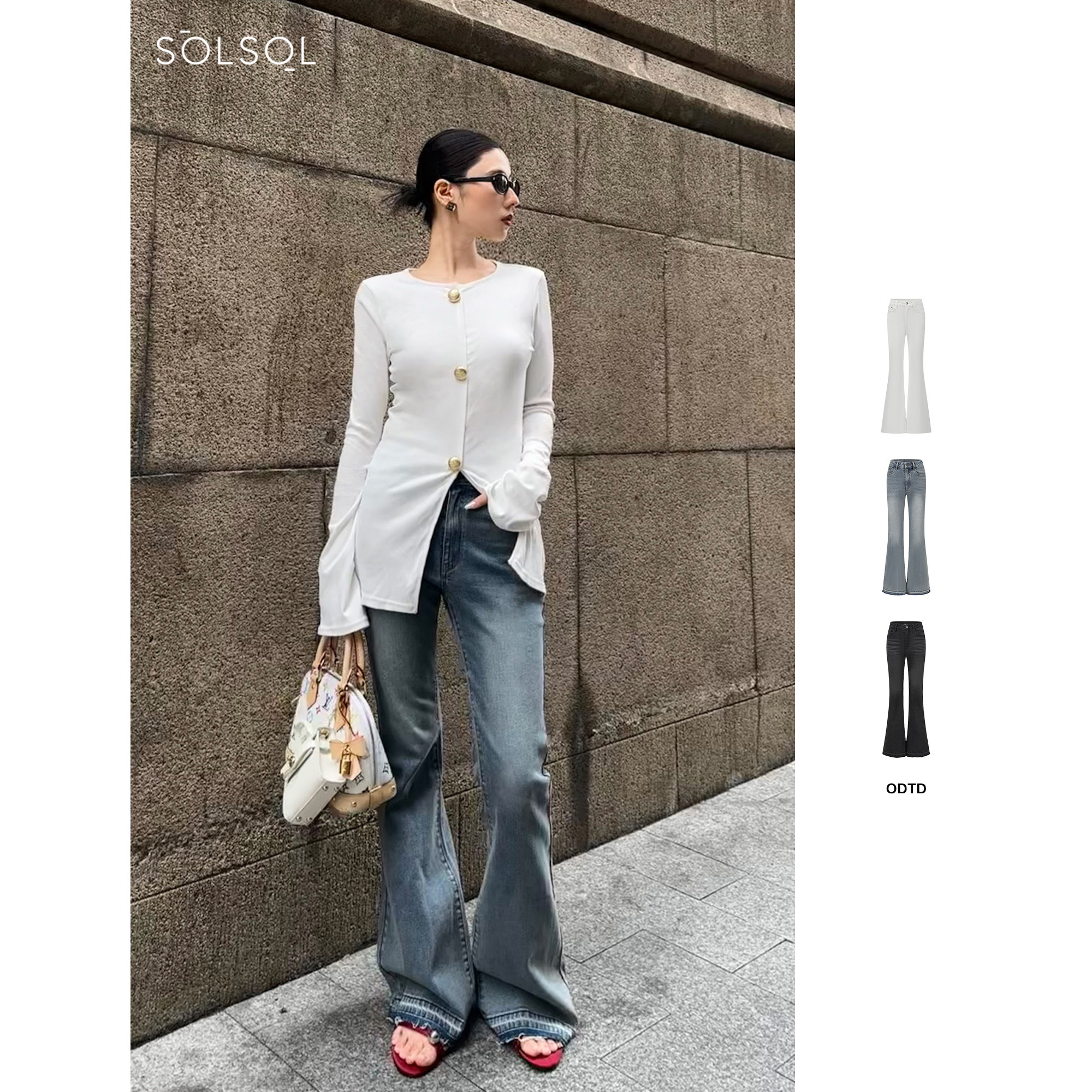 ODTD 设计师品牌 25春夏新品 拆洗弹力喇叭牛仔裤 SOLSOL买手店图片