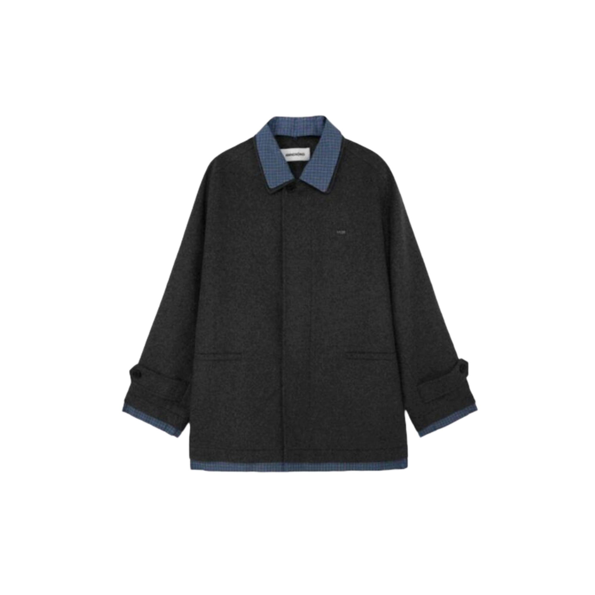 ANNENONO秋冬格纹拼色大衣外套女