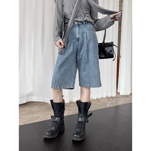 THE MEANING OF 设计师品牌 25春夏 打褶牛仔短裤 SOLSOL买手店