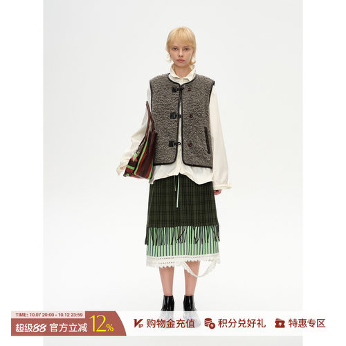 SHORTSENTENCE皮质摇粒绒马甲