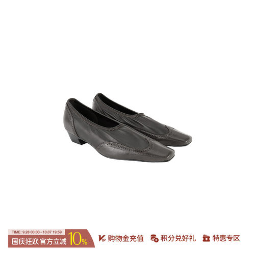 YOEYYOU时尚方头冲孔皮革跟鞋