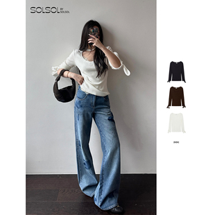 上衣 IMMI SOLSOL 系结短款 简约羊毛七分袖 设计师品牌 26早春新款