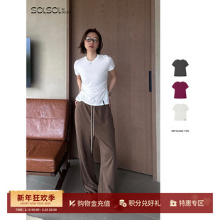 REFOUND TEN 设计师 26春夏新品 弹力纯色休闲短袖上衣 SOLSOL