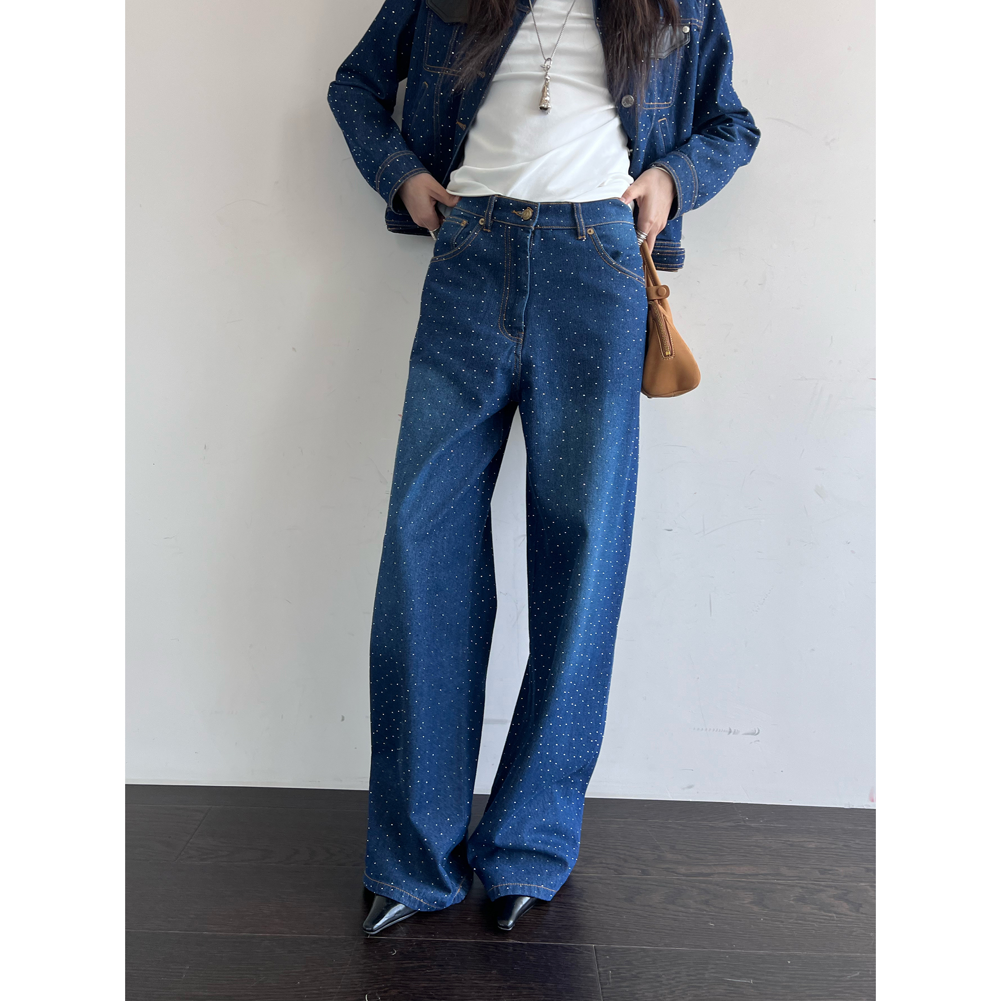 CHRISOU BY DAN 25春夏 设计师 闪钻休闲牛仔长裤 SOLSOL买手店