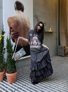 宋妍霏虞书欣同款 OPEN YY 25早春 设计师 慵懒双层下摆半身裙