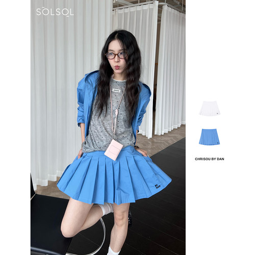CHRISOU BY DAN 25春夏  设计师  LOGO刺绣百褶短裙 SOLSOL买手店