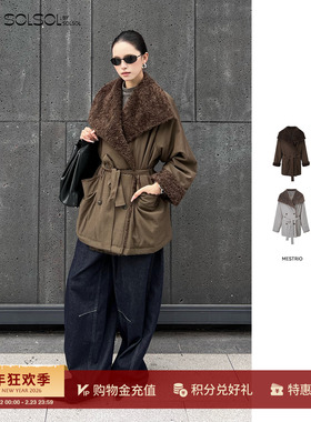 MESTRIO 设计师品牌 25秋冬新款 翻毛领中长款棉服 SOLSOL买手店