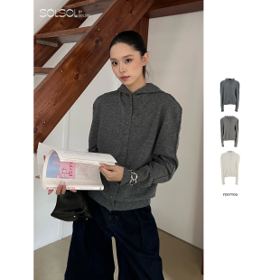 宽肩收腰连帽毛织上衣 25秋冬新品 SOLSOL 设计师品牌 YOEYYOU