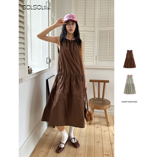 SHORT SENTENCE 设计师 25早秋新品 无袖格纹运动感连衣裙 SOLSOL