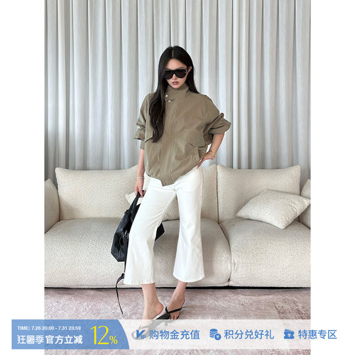 ETHOR卡其色立领飞行员夹克外套