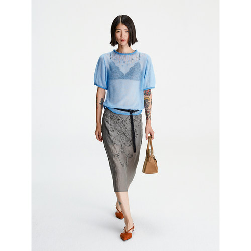 COTEMP休闲纯色薄透针织短上衣