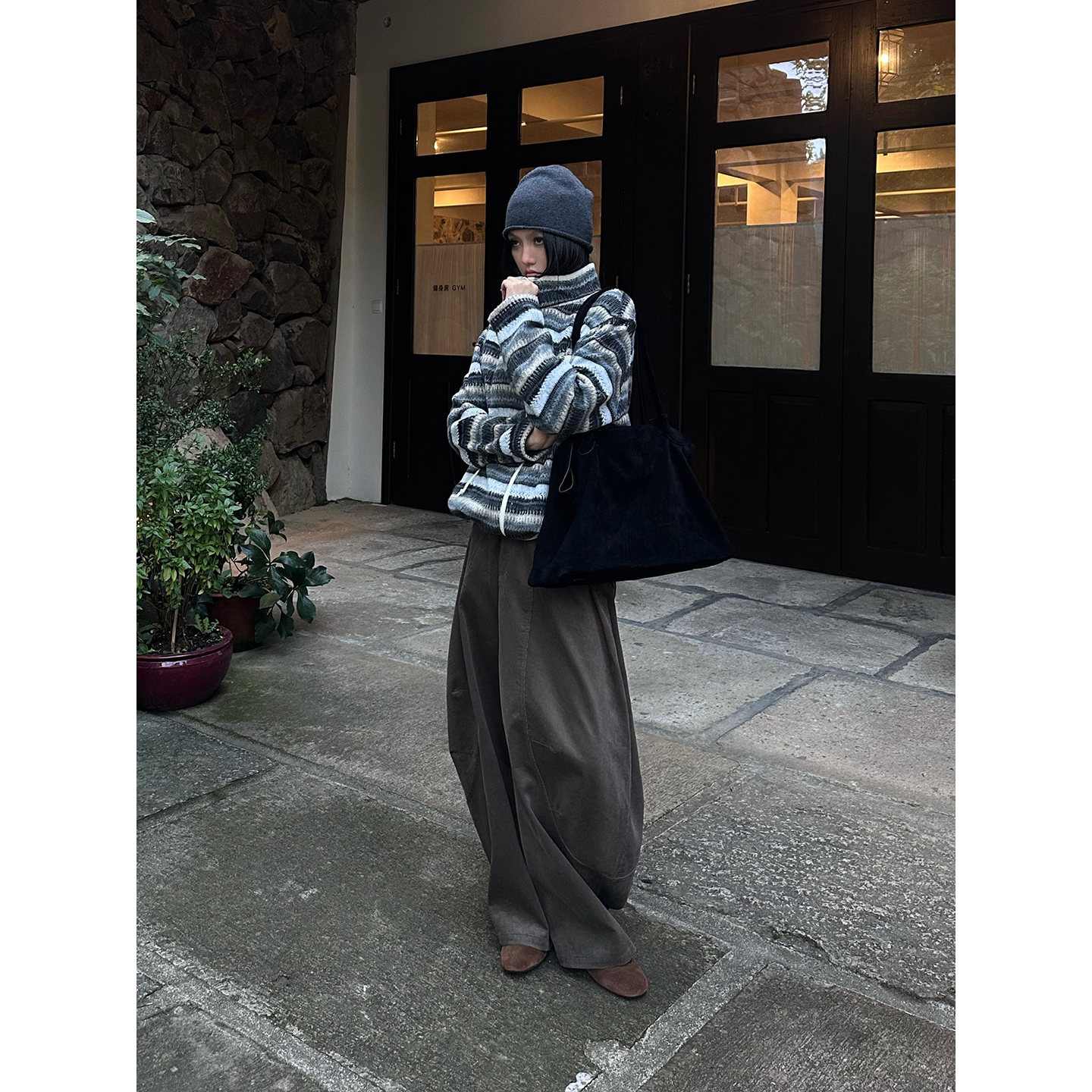 MESTRIO休闲纯棉量感廓形长裤女