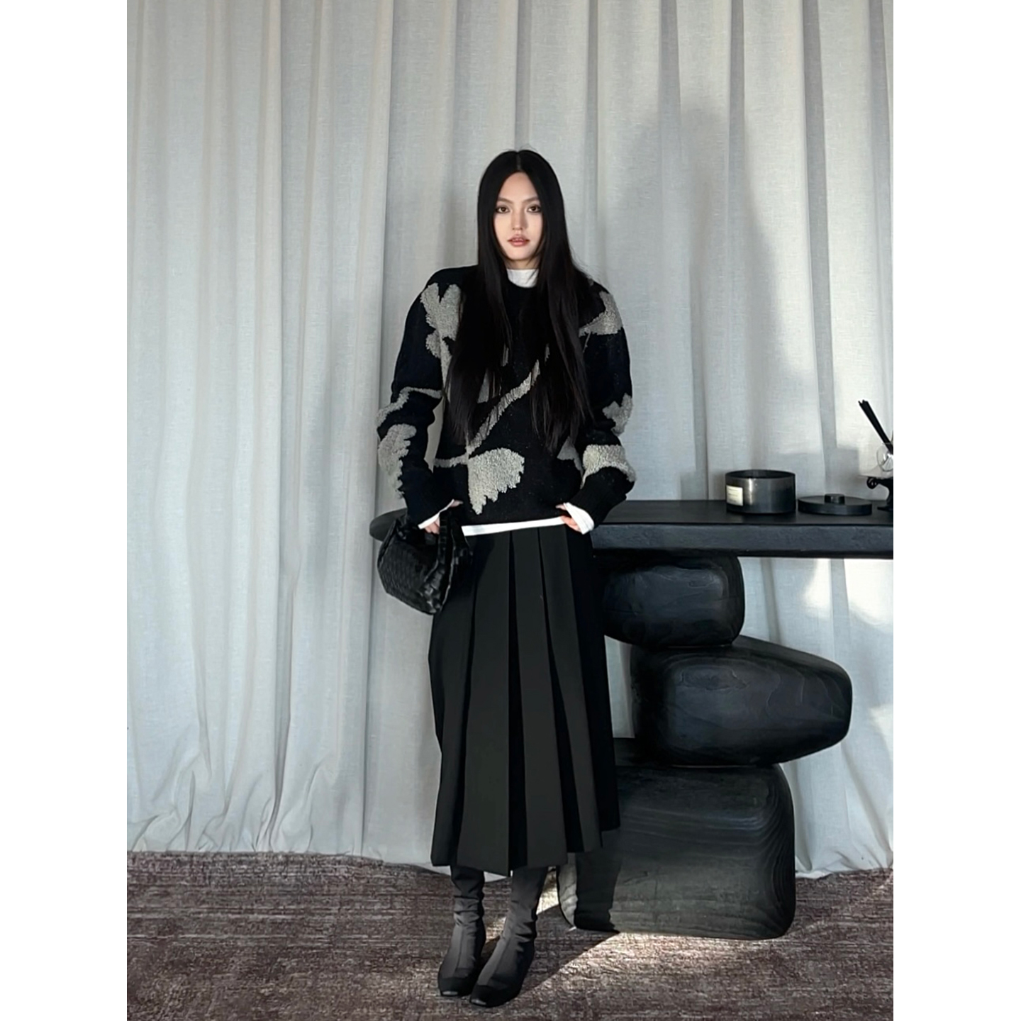 【5折】YOEYYOU 设计师品牌 宽松提花毛衫 SOLSOL买手店