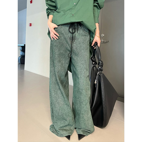 【特价款现货】 MM6设计师品牌 24秋冬新品 抽绳阔腿牛仔裤