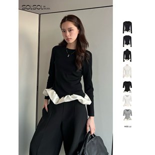 下摆云朵拼接针织上衣 MISS 设计师品牌26春夏新品 SOLSOL 长袖