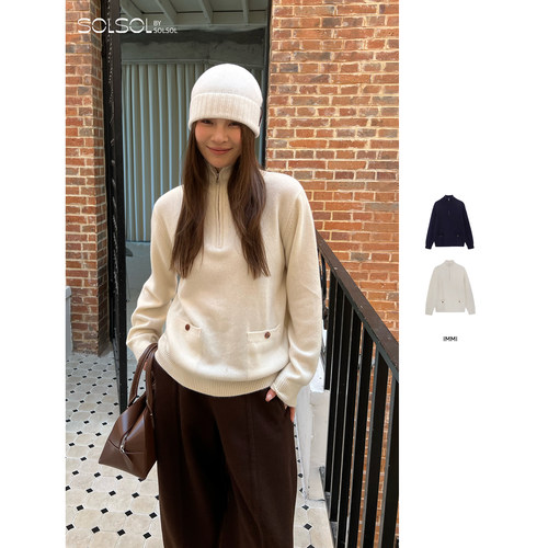 IMMI羊绒半开襟套头衫