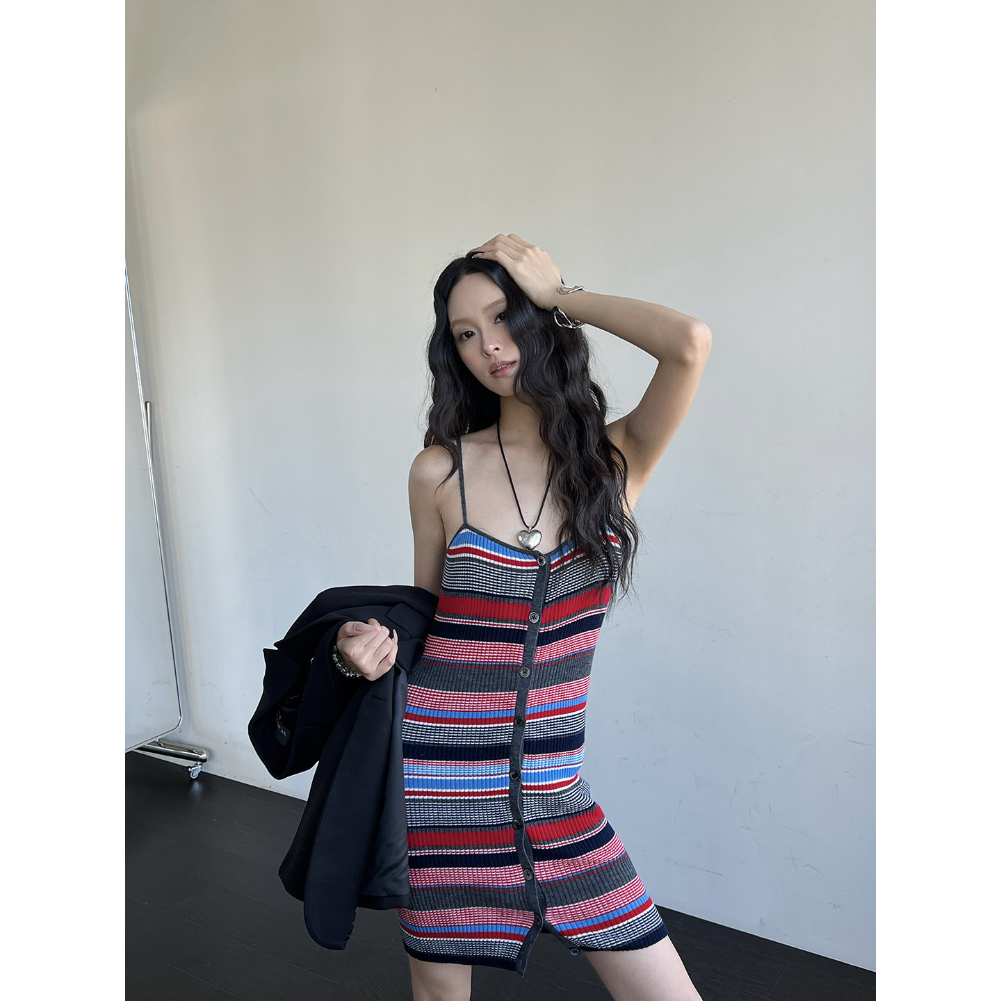 IMMI 设计师品牌25秋冬新品羊毛条纹吊带开襟连衣裙SOLSOL买手店