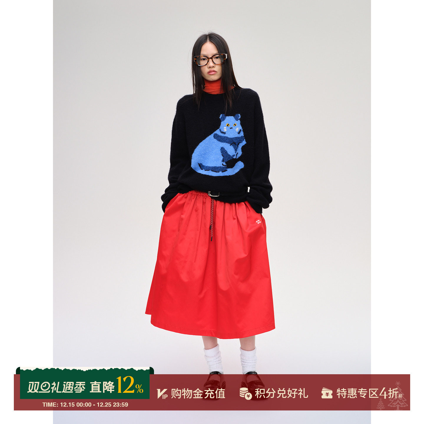 SHORTSENTENCE猫咪提花针织上衣