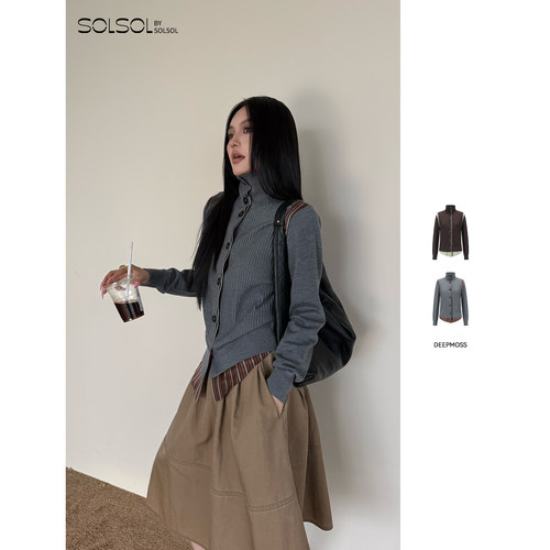 DEEPMOSS休闲线性感知立领开衫