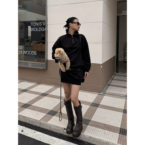 REFOUNDTEN休闲女士立领卫衣裙