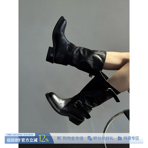 ETHOR牛皮扣袢机车短靴