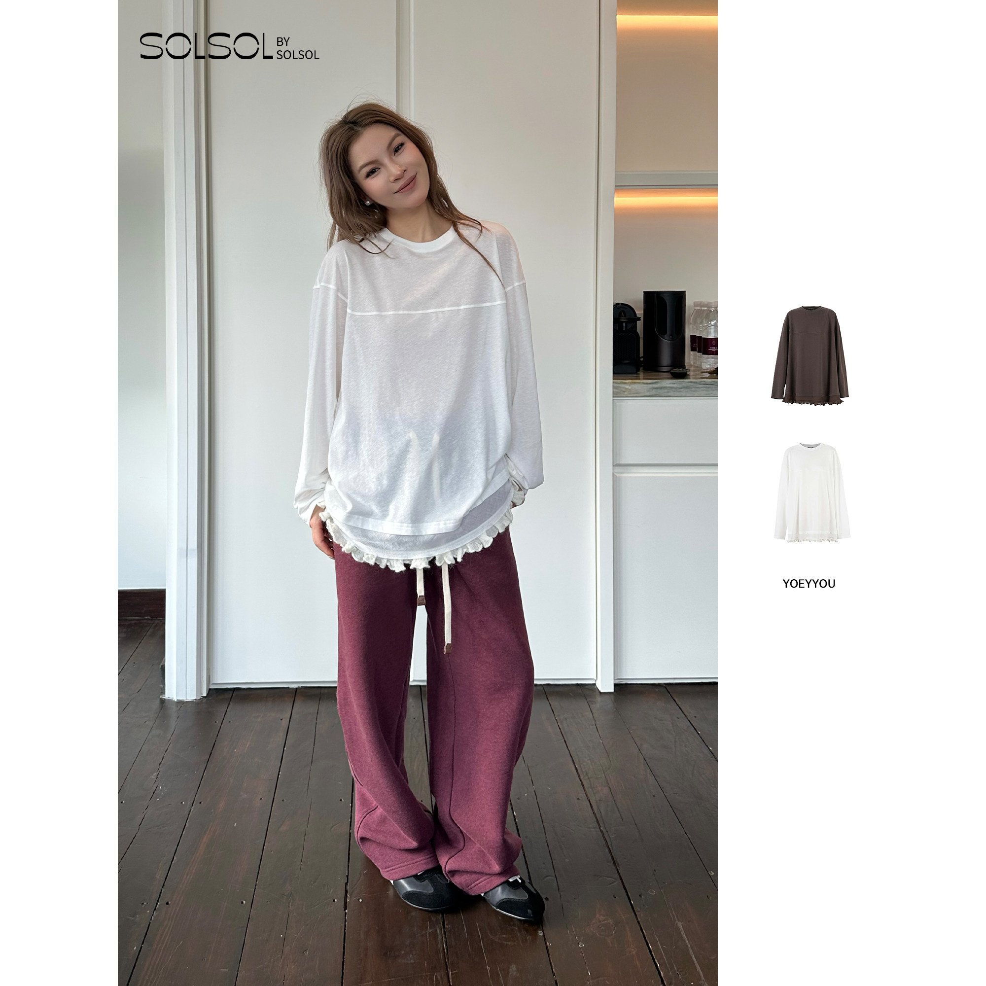 YOEYYOU 设计师品牌26春夏新品 荷叶宽松休闲T恤 SOLSOL买手店,女装/女士精品,T恤,淘宝优惠券,粉丝福利购,淘宝优惠卷