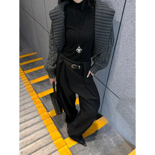 REFOUNDTEN休闲打褶直筒西裤女